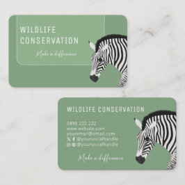 Cartão De Visita Verde-zebra em branco e preto