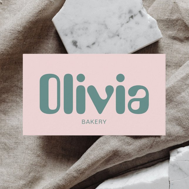 Cartão De Visita Verdes Negrito Retrominimalista (Criador carregado)