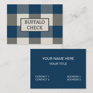 Cartão De Visita Verificação de Buffalo Branco da Cinza Azul