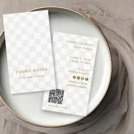 Cartão De Visita Verificador Chique Tan Gold Código QR Boutique Ver