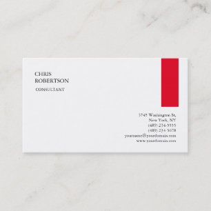 Cartão De Visita Vermelho Branco Exclusivo Minimalista Simples