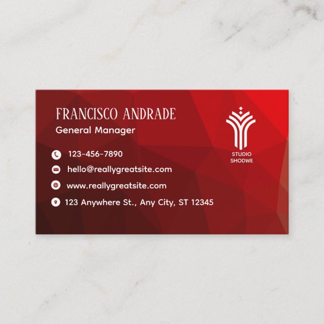 Cartão De Visita Vermelho Branco Moderno (Frente)