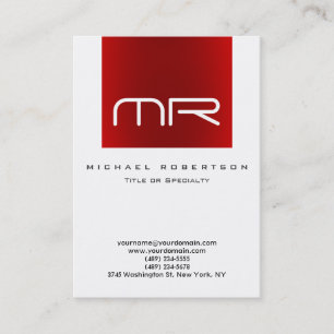 Cartão de visita Vermelho Branco Moderno Monograma