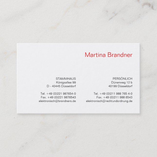 Cartão De Visita Vermelho, Branco, Preto (Frente)