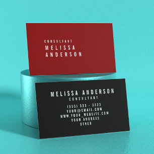 Cartão De Visita Vermelho carmesim minimalista moderno elegante