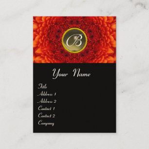 Cartão De Visita VERMELHO DAHLIA MONOGRAM, cinza AGATE amarela