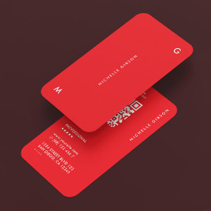 Cartão De Visita Vermelho de Marketing Profissional Minimal Simples
