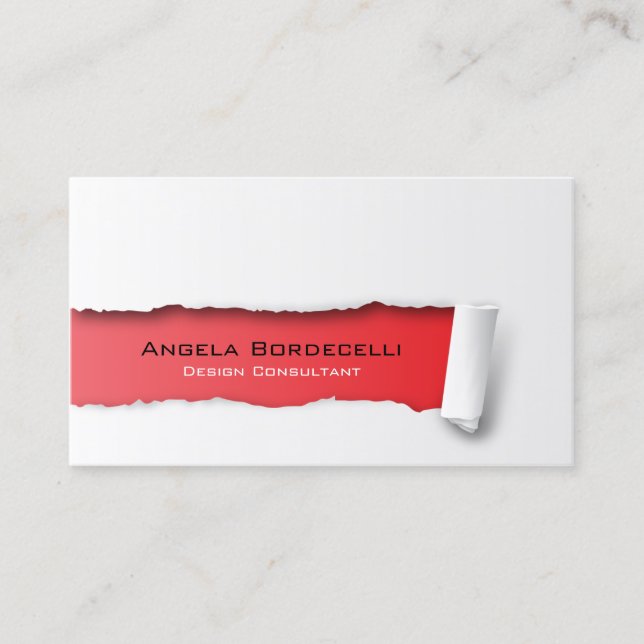 Cartão de visita vermelho de papel riscado (Frente)