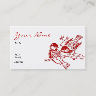 Cartão de visita vermelho do design dos pássaros