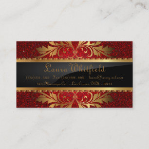 Cartão de visita vermelho do Glitz do disco do