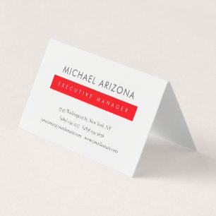 Cartão De Visita Vermelho e Branco Minimalista Simples Moderno