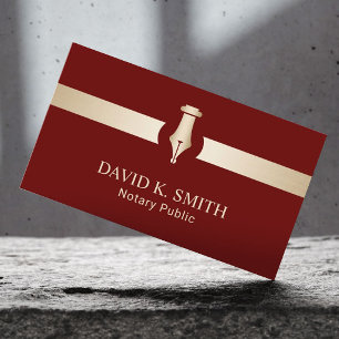 Cartão De Visita Vermelho Elegante de Caneta Ouro Pública Notícia