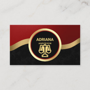 Cartão De Visita Vermelho Escarlate Dourado Advogado Escala de Just