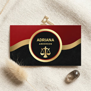Cartão De Visita Vermelho Escarlate Dourado Advogado Escala de Just