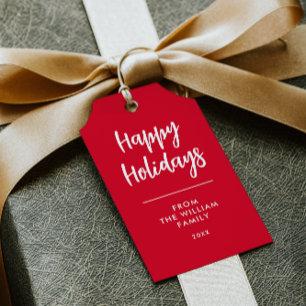 CARTÃO DE VISITA VERMELHO FERIADOS FELIZES NOME DIY NATMAS GIFT TAG