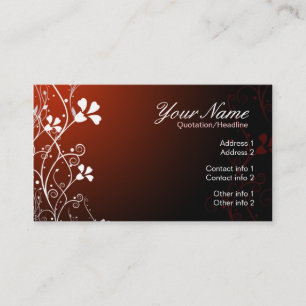 Cartão de visita vermelho floral branco de