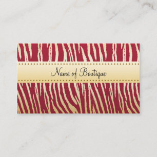 Cartão De Visita Vermelho glamouroso e Dourado Tigre Stripes Boutiq