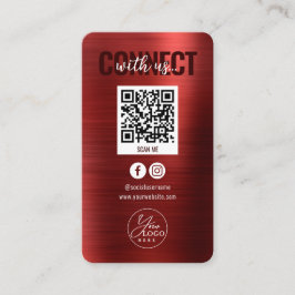 Cartão De Visita Vermelho Metálico Conectado com o Código QR da Míd