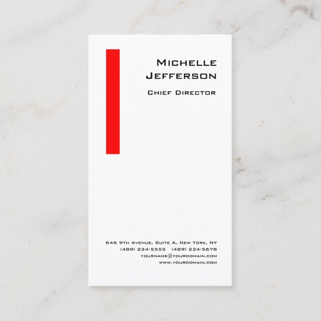 Cartão De Visita Vermelho Moderno Profissional - Branco (Frente)