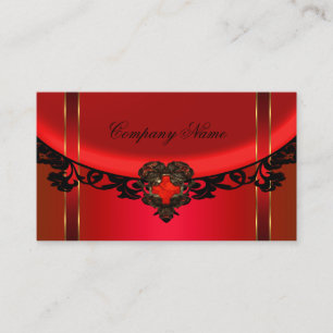 Cartão De Visita Vermelho Preto Dourado Perfil Vermelho Elegante da