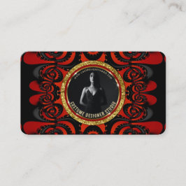 Cartão De Visita Vermelho Preto + Funky Gótico Criativo Dourado
