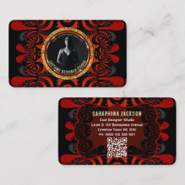 Cartão De Visita Vermelho Preto + Funky Gótico Criativo Dourado