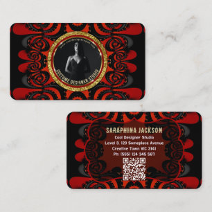 Cartão De Visita Vermelho Preto + Funky Gótico Criativo Dourado