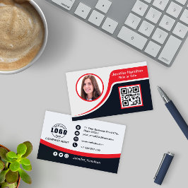 Cartão De Visita Vermelho preto profissional adicione seu logotipo 