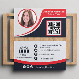 Cartão De Visita Vermelho preto profissional adicione seu logotipo 
