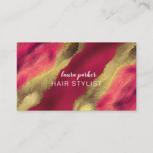 Cartão De Visita Vermelho rosa-rosa-rosa, Dourado, Elegante moderno