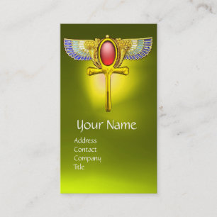 CARTÃO DE VISITA VERMELHO TALISMAN/ EGÍPCIA ANKH COM CORNUCOPIA