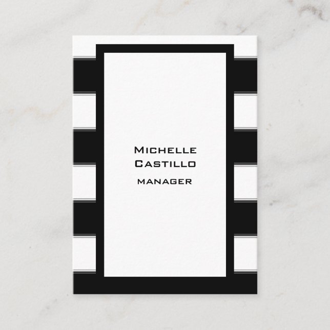 Cartão De Visita Vertical Black White Strike Modern (Frente)