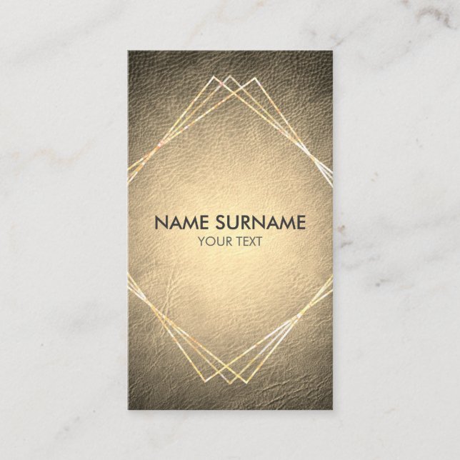 Cartão de visita vertical de couro geométrico (Frente)