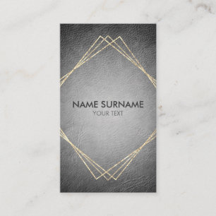 Cartão de visita vertical de couro geométrico