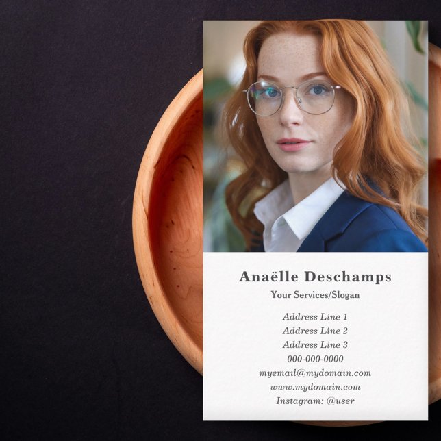 Cartão de visita Vertical de Foto Personalizada Si (Simple Custom Photo Vertical Business Card)