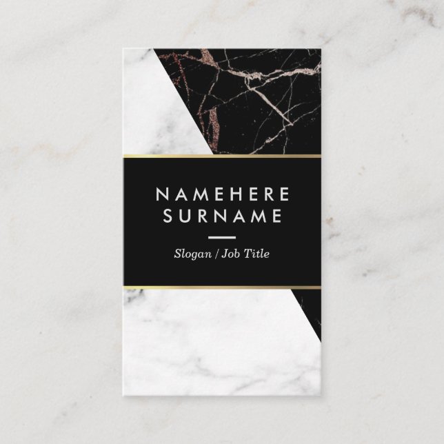 Cartão de visita vertical de mármore de prata (Frente)