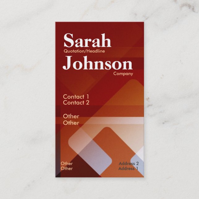 Cartão de visita Vertical do Escritório abstrato (Frente)