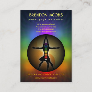 Cartão De Visita Vertical do professor da pose de Chakras Yin Yang