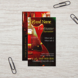 CARTÃO DE VISITA Vertical "GrungeRed" GUITAR