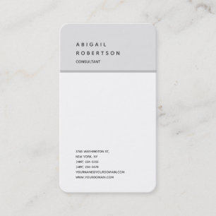 Cartão De Visita Vertical Minimalista Simples Moderno Cinza Branco