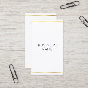 Cartão De Visita Vertical Moderno e Elegante Douradas Strips Corpor