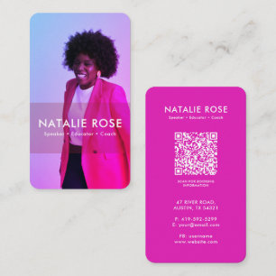 Cartão de Visita Vertical Moderno em Rosa Fúcsia