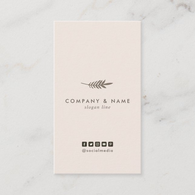 Cartão De Visita Vertical Pastel de Brown da folha chique (Frente)