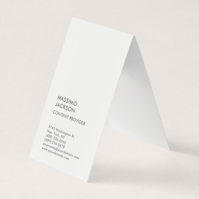 Cartão De Visita Vertical Simples Preto Branco Minimalista  (Frente)