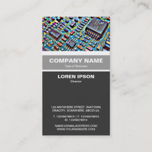 Cartão De Visita Vertical unido - circuitos coloridos