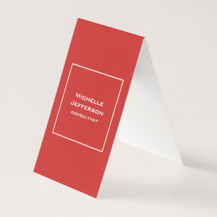 Cartão De Visita Vertical Vermelho Moderno Elegante Minimalista Ten