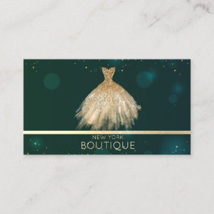 Cartão De Visita Vestido de Glitter Dourado Elegante Profissional B