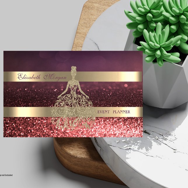 Cartão De Visita Vestido Dourado Elegante Moderno, Bokeh Rasgado (Criador carregado)