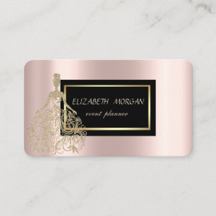 Cartão De Visita Vestido Dourado Glamouroso Moderno Elegante Rosa D