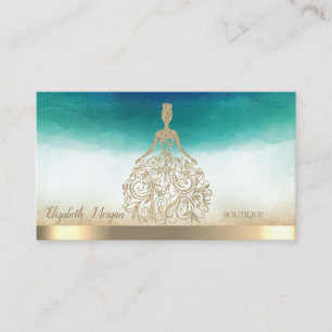 Cartão De Visita Vestido Elegante com Brilho Dourado